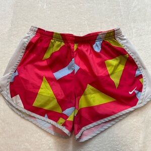 Nike Red and Yellow Dri-Fit  Shorts with Geometric Design